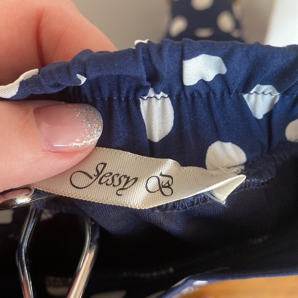 Navy polka dot pleated midi skirt 1X - Modcloth - Picture 4 of 4